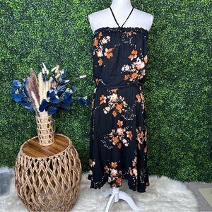 Nwot Anthropologie uma and leopold Floral Black strapless dress